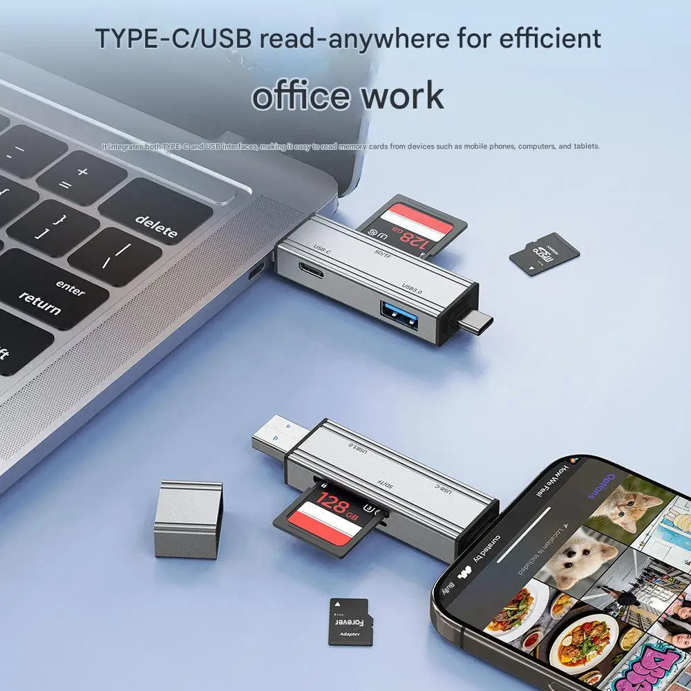 FC&EC 카드 리더 USB C to SD 마이크로 SD TF 카드 리더 어댑터 PC 노트북 액세서리 스마트 메모리 카드리더 SD 카드 어댑터