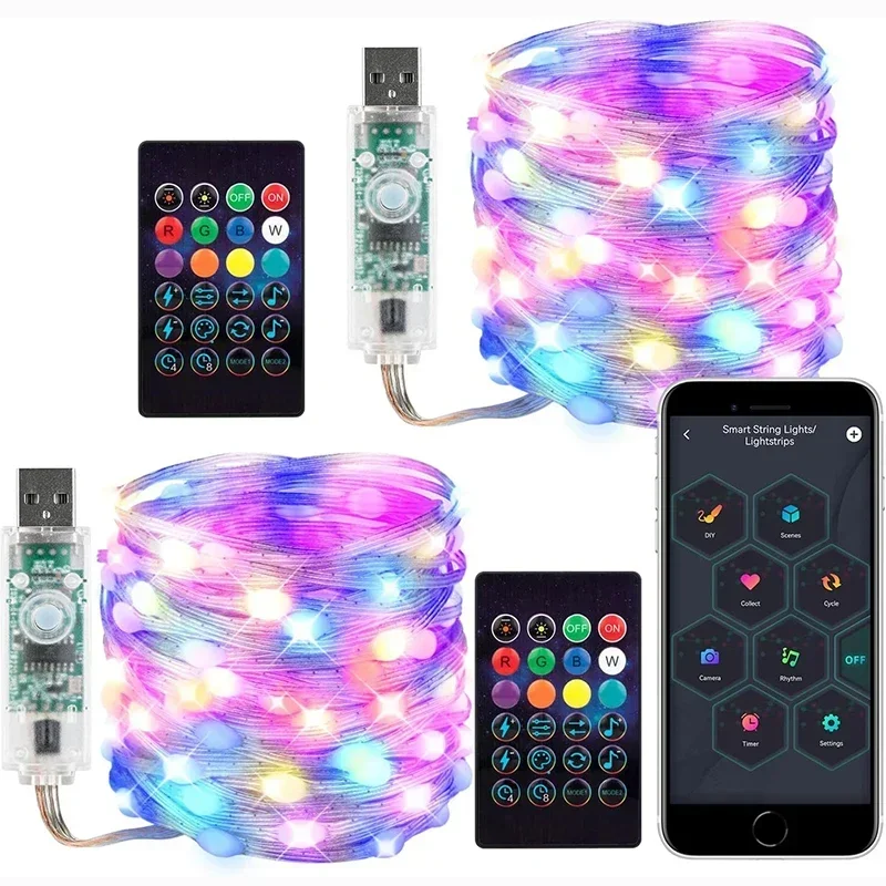 Bluetooth-Controlled LED Fairy Lights - Color-Changing String Lights for Indoor and Outdoor Decor