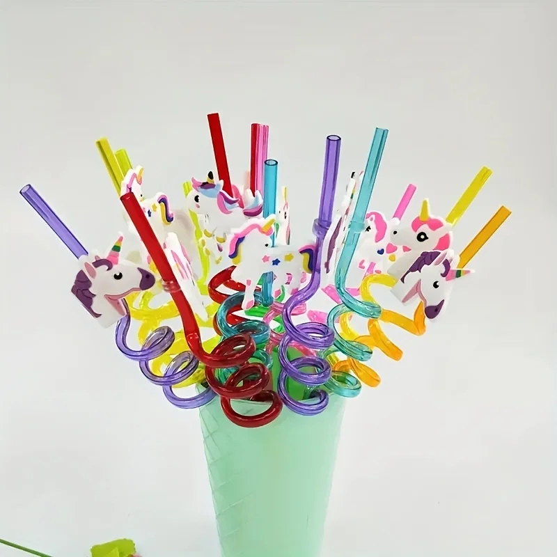 Pailles Réutilisables Licorne Pour Enfants - Lot De 8 Pailles Mignonnes Thème Fête Anniversaire