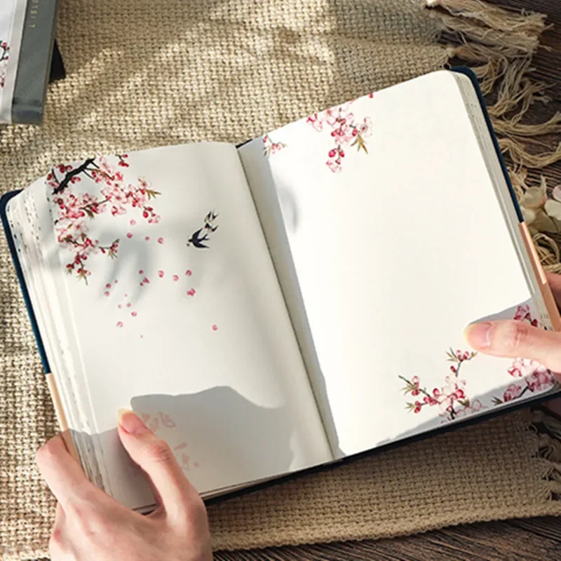 Creative Colorful Page Notebook Chinese Style Hardcover Diary Books Weekly Planner Handbook Color Inside Gift for Students