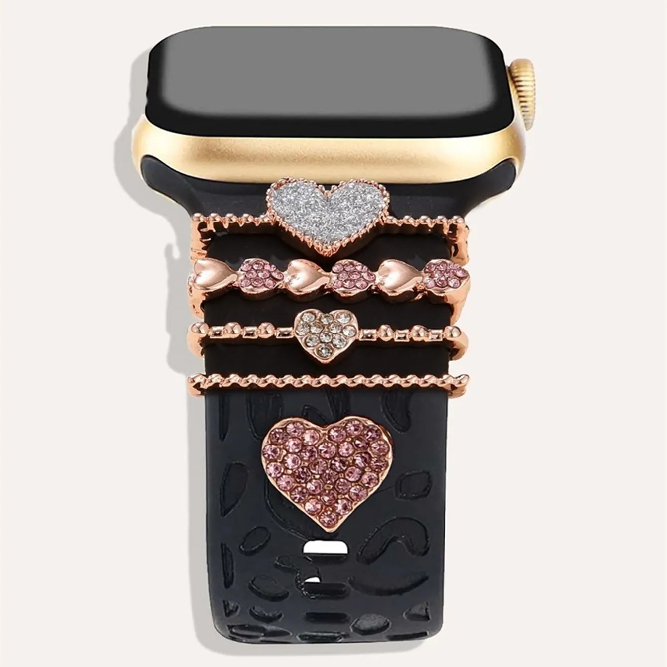 Silicone Strap Decorative For Apple Watch Band Ornament Decoration Metal Charms Strap Accessories watch strap charms,watch band ornament,watch band strap