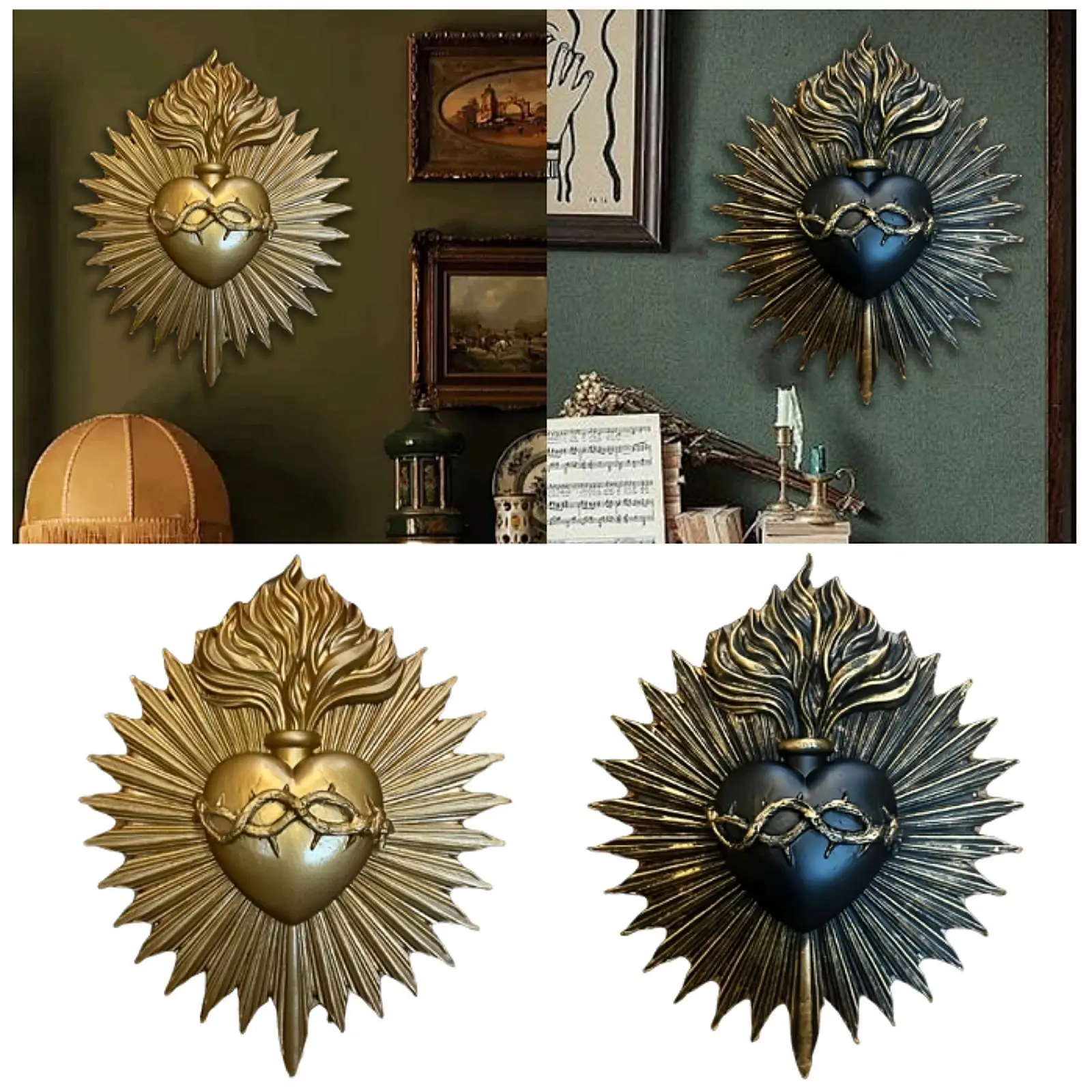 Gothic Statue Decorative Art Heart Gothic Wall Plaque Wall Hanging Sculpture for Hotel Home Living Room Entrance Decoration Gothic Statue Decorative Art Heart Gothic Wall Plaque Wall Hanging Sculpture for Hotel Home Living Room Entrance Decoration
