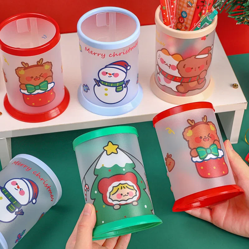 Detachable Cylindrical Desktop Pen Holder Organizer Office Accessories Pencil Stand Storage Case Box Stationery Christmas Gifts