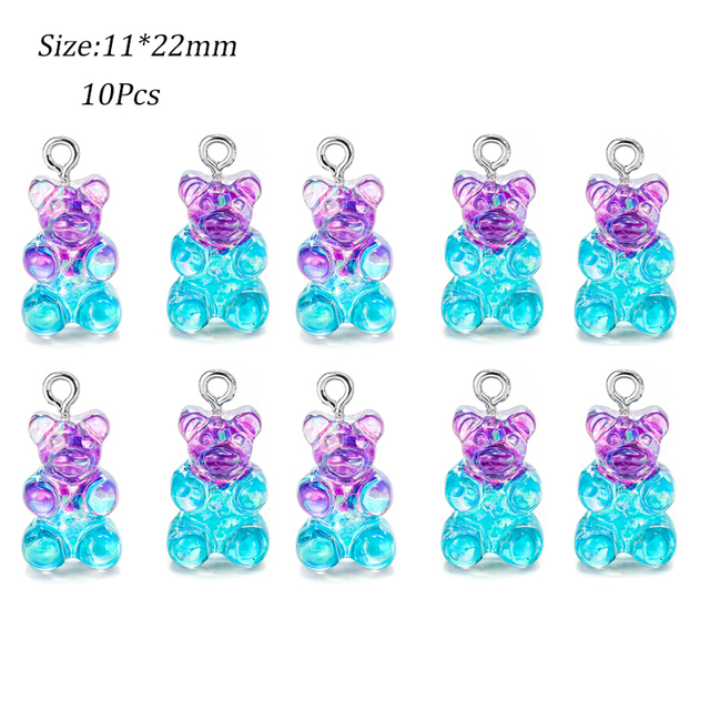 Colorful Gummy Bear Pendant Charms for Necklace Bracelet Diy Earrings Jewelry Bears Valentine's Day Gift 2.1*1.1cm