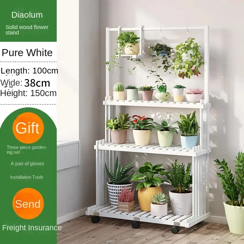 3-Tier Hanging Wood Plant Stand Indoor Outdoor Planter Shelves Flower Pot Organizer Rack Multiple Display Shelf plant stand wooden flower shelf