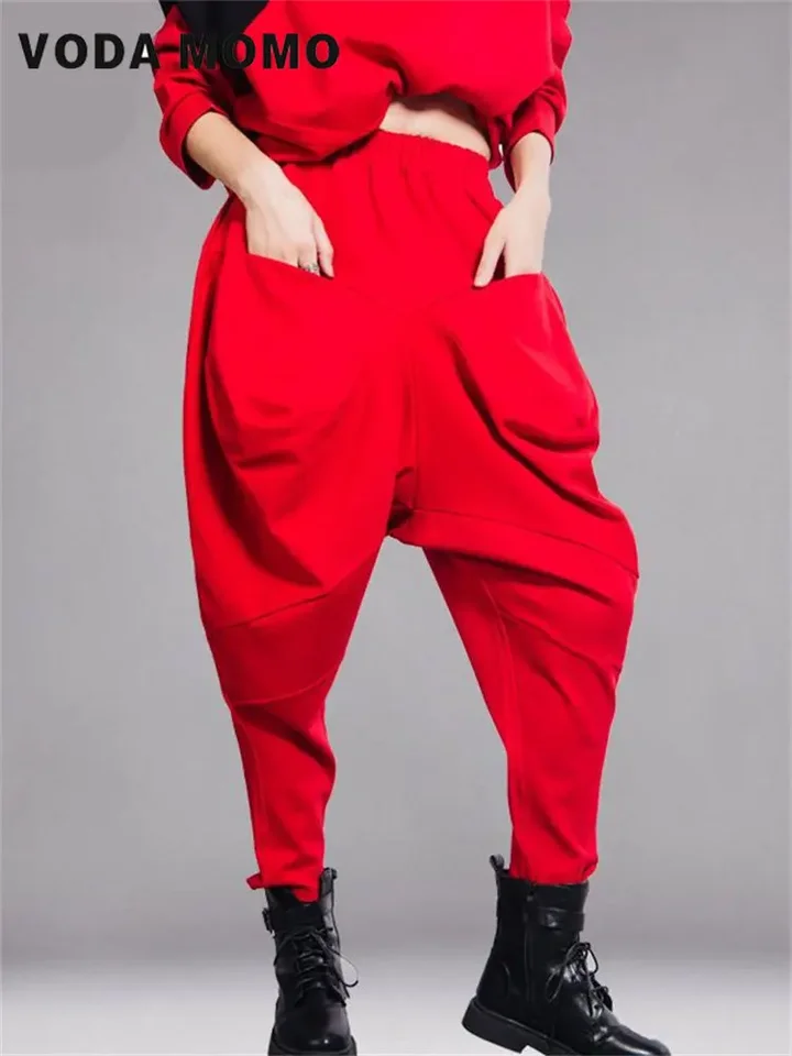Pantalon Sarouel Femme En Velours Côtelé - Taille Haute, élastique, Grandes Tailles, Décontracté Streetwear