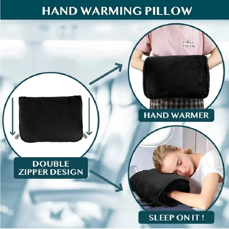 Travel Blanket and Pillow,Clip with On Buckle, Warm Soft Fleece 2-in-1 Combo Blanket for Airplane,Camping,Large Compact Blanket