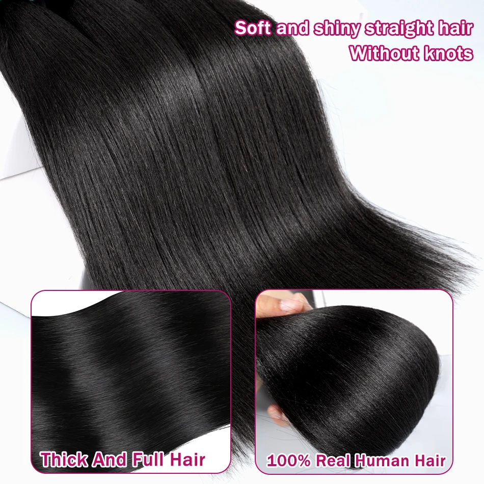 Straight Human Hair Bundles Brazilian Weave Human Hair Bundles 40 50 Inch Bundles Human Hair Remy Hair Extensions tissage 5