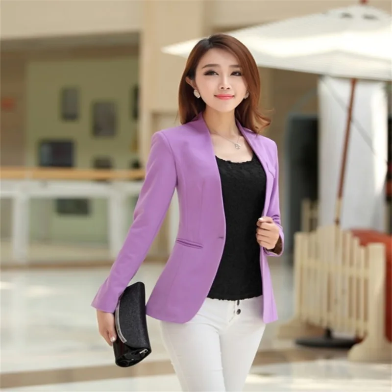 

fashion Autumn ladies cardigan and jacket candy color coat long sleeves Slim suit single button female jacket large suit jacket