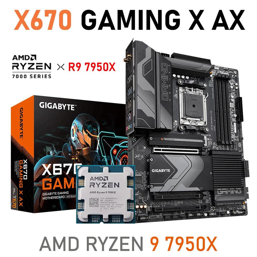 AMD Ryzen 9 7950X AM5 CPU Combo GIGABYTE X670 GAMING X AX AMD X670