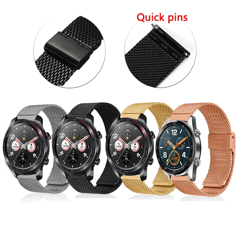 

For Samsung Gear S3 S4 For Huawei GT2 GT3 Frontier Strap Classic Stainless Steel strap Watch Accessories 46mm, 18 20 22 24mm