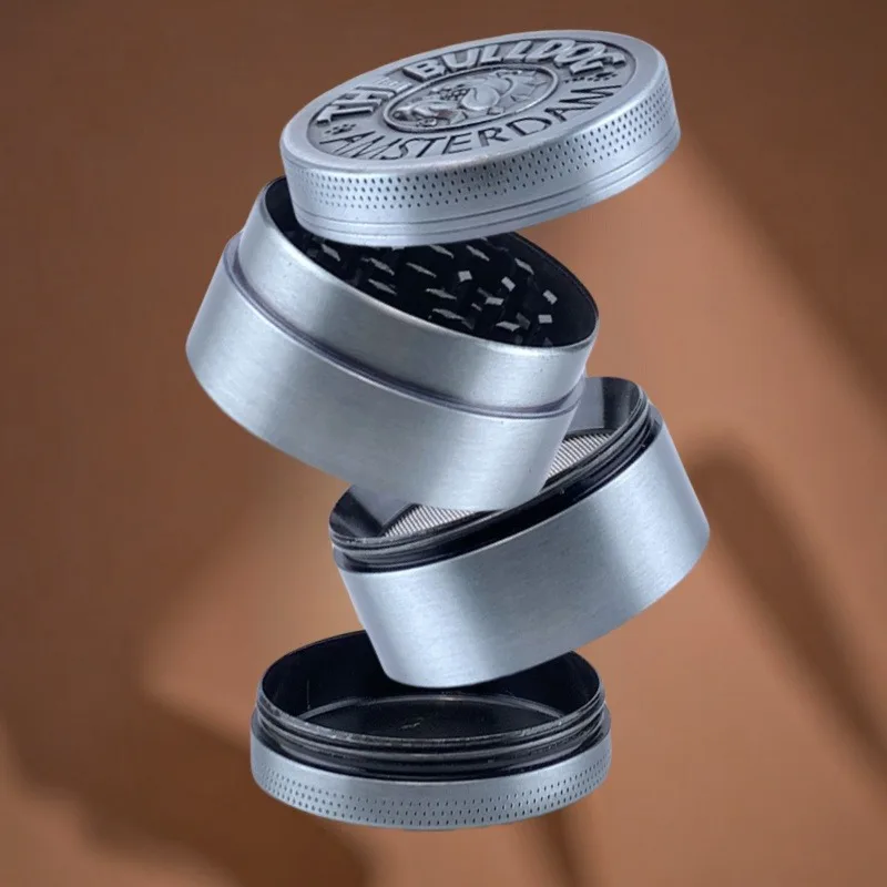Herb Grinder 1.6/2 Inch Bulldog Herb Grinder Portable 4 Sections Spice Grinder Zinc Alloy Cigarette Shredder Kitchen Gadget Smoke Accessories nut spice grinder herb grinder herb spice grinder
