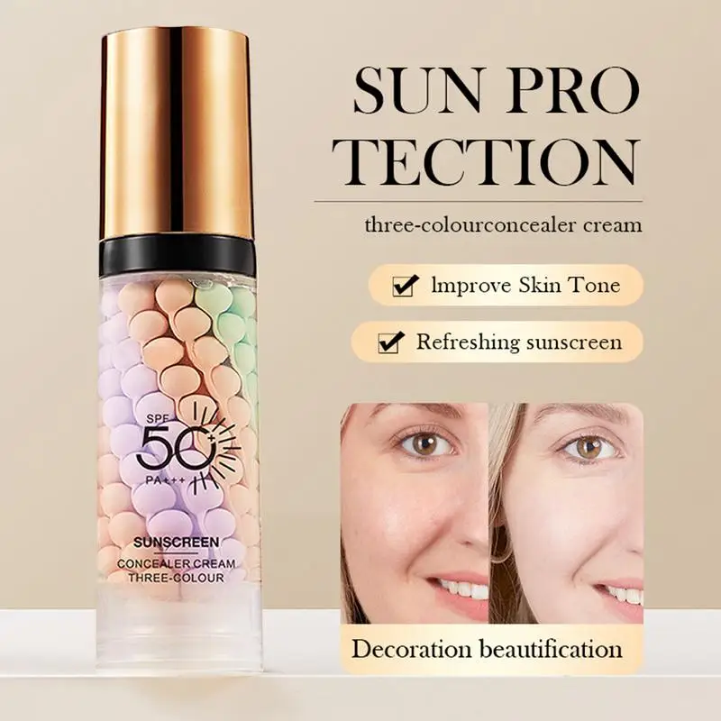 3color Sunscreen Isolation Cream Anti-UV Moisturizing Makeup Primer Face Contour Concealer Base Cream Brighten Even Skin Color 6