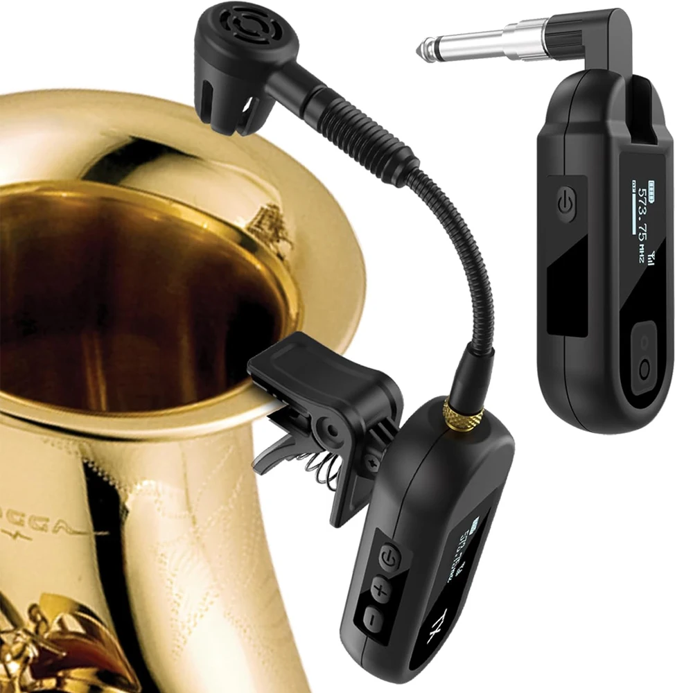 Sistema de microfone sem fio para saxofone UHF adequado para apresentações ao ar livre ou em palco, para vários instrumentos como Erhu, baixo