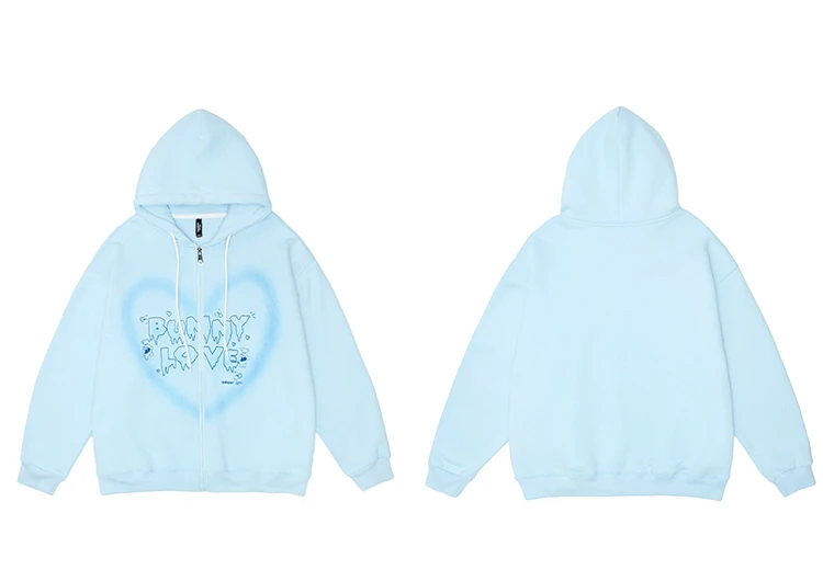 Blue Heart Bunny Love Zip-Up Hoodie S024765612bf34286b30bf21951c48d21J