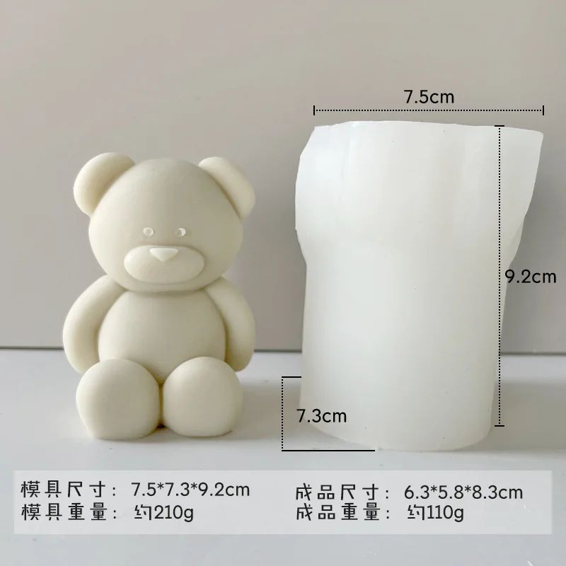 3D Teddy Bear Silicone Candle Mold Handmade Fondant Aromatherapy