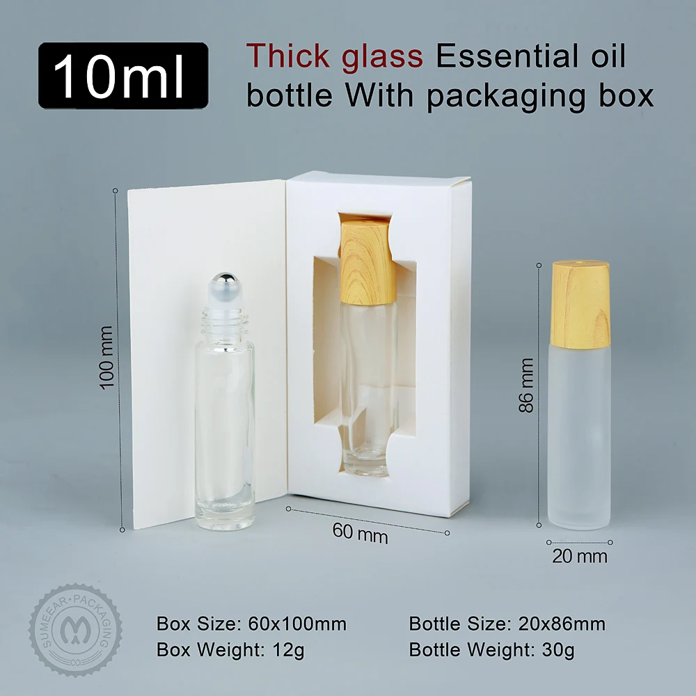 20Pcs 10ml With packaging box Glass Roll on Bottle for Essential Oils Refillable Perfume Bottles with Roller Ball
