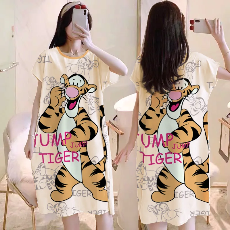 Nightdress Minnie Pajamas Ladies Summer Disney Pajamas Women's Comfortable Large Size Loose Cartoon Home Clothes cotton pajama set princess nightdress summer home clothes set