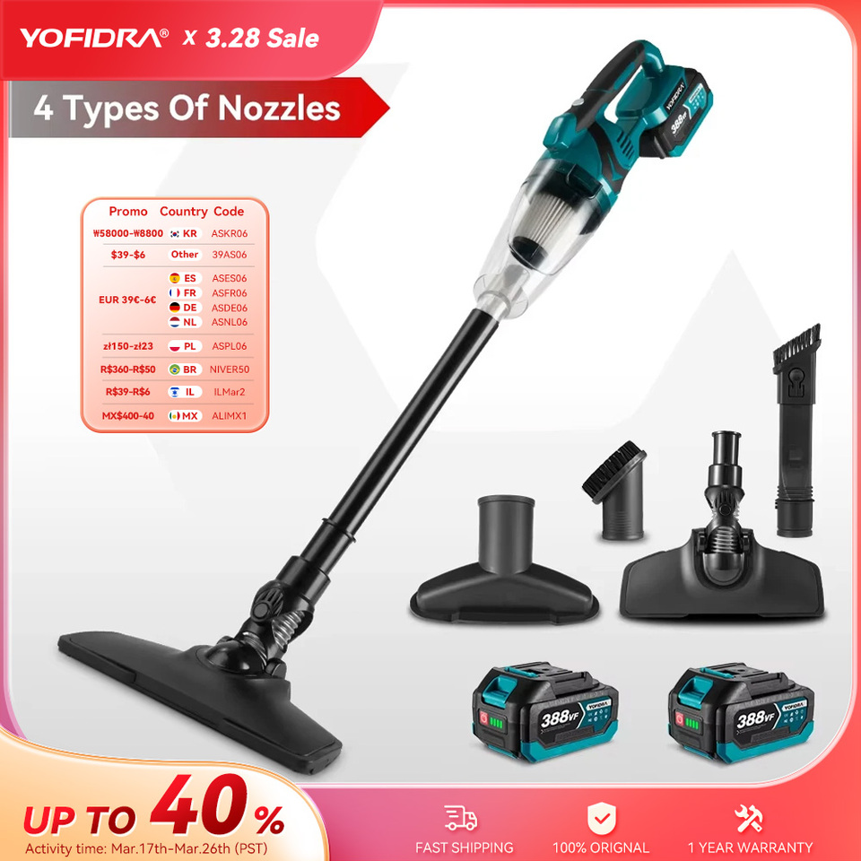 Yofidra 1500W Cordless Handheld Electric Vacuum Cleaner Rechargeable Cleaning Tool for Home Car Pet Hair for Makita 18V Battery