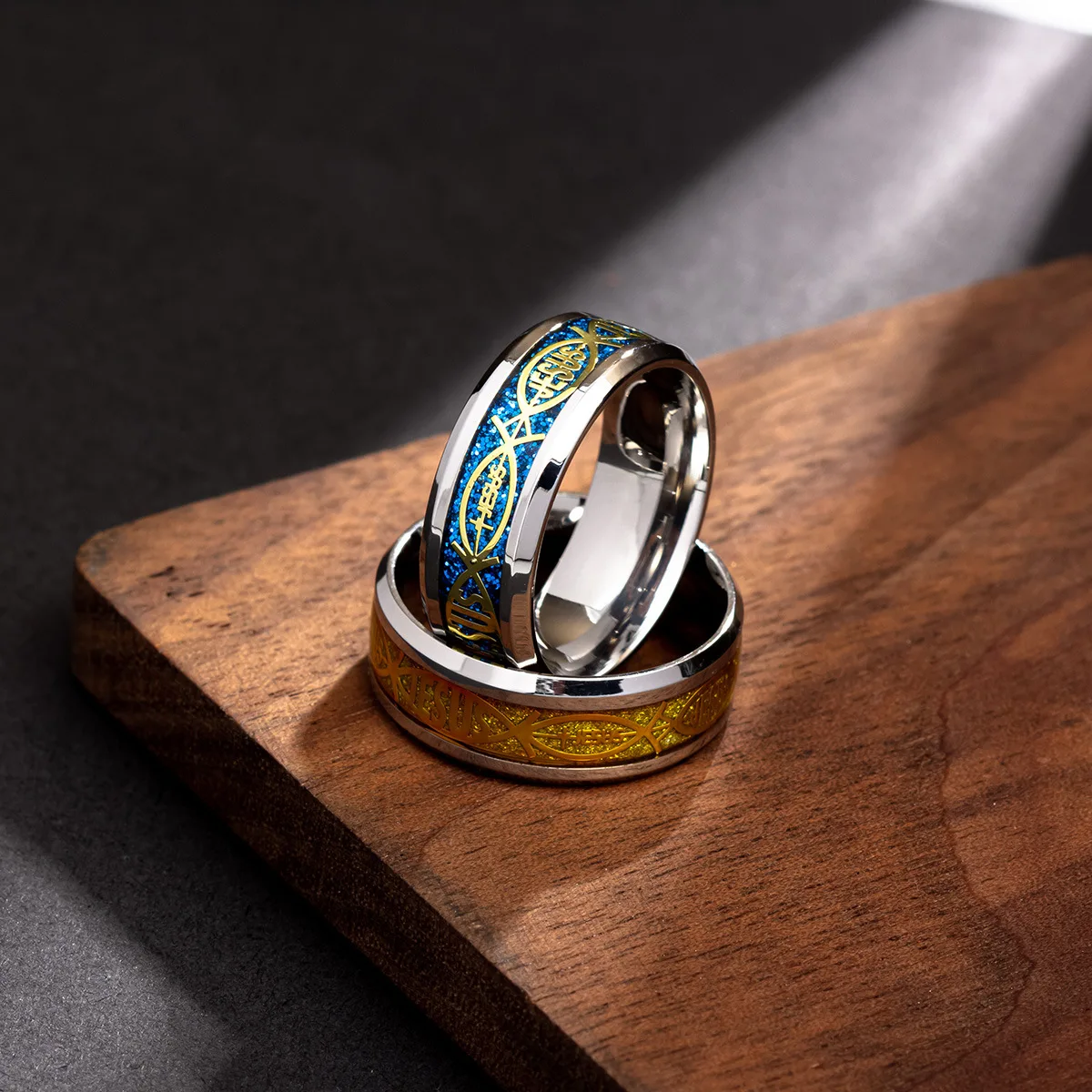 Jesus Letter 316 L Stainless Steel Ring for Religious Christian Men Women Gift Jewelry Serenity Male Bible Cross