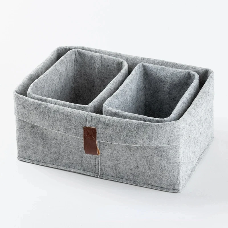 Desktop Storage Baskets Felt fabric Bedroom countertop Organize Basket Pen holder Sundries Cosmetics Storage,Basket of flowe 5