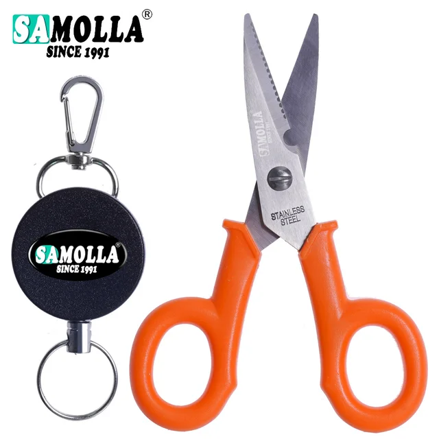 Booms Fishing S01 Braid Line Scissor Fishing Line Scissors with Retractable Badge  Holder Carabiner Tackle Boxes Accessorie