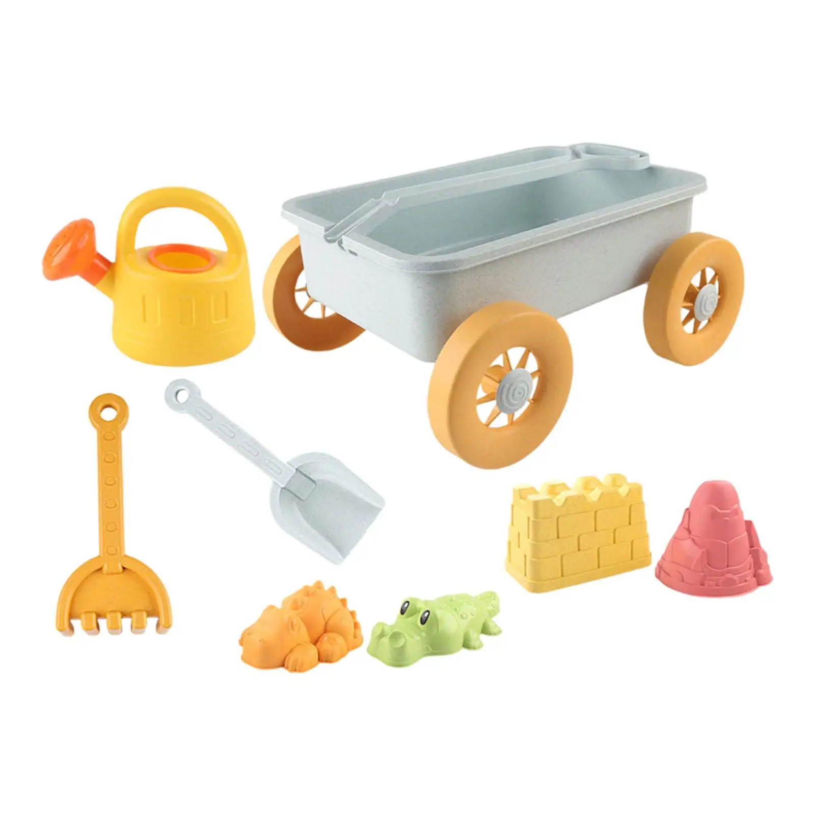 8Pcs Kids Beach Sand Toys Educational Toy Sandpit Toy Sand Trolley Sand Castle Toys for Kids Garden Backyard Travel Preschool