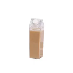 Clear Reusable Milk Carton - Style Water Bottle - 500ml (Transparent)