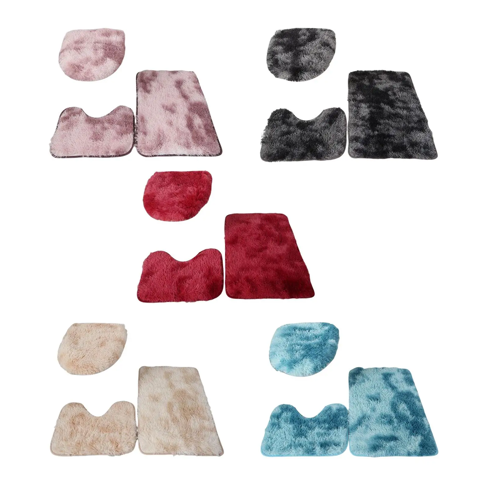 Luxurious 3-Piece Bathroom Mat Set with Toilet Cover and U-Shape Rug