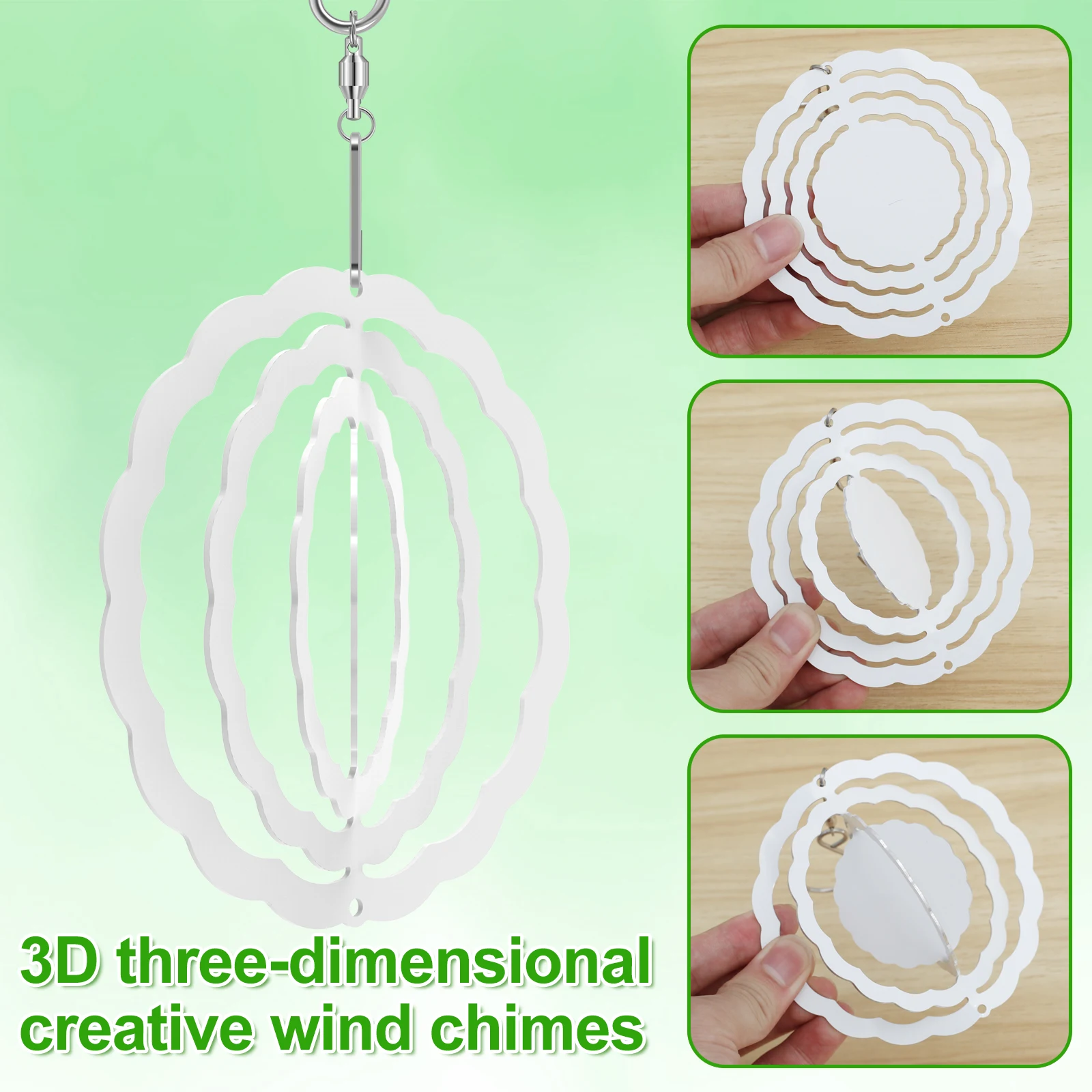 5Pcs Sublimation Wind Spinner Blanks 3inch/4inch Aluminum Hanging Wind Spinner with Hooks Double-Side Wind Powered Outdoor 4