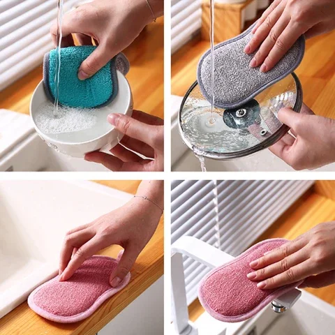 

Cleaning Sponge Brush Bowl Kitchen Non-stick Oil Brush Pot Sponge Household Cleaning Cotton Scouring Pad Magic Wipe Cleaning Br