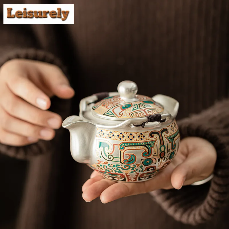 Gilded Silver Gluttony Pattern Tea Set Complete Set Zen Tea Ceremony Set Tea Maker Teapot And Tea Cup Set Chinese Tea Set Gift