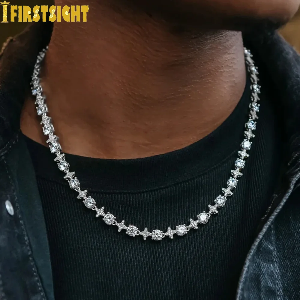 New Cross Pendant Tennis Star Link Chain Necklace for Men