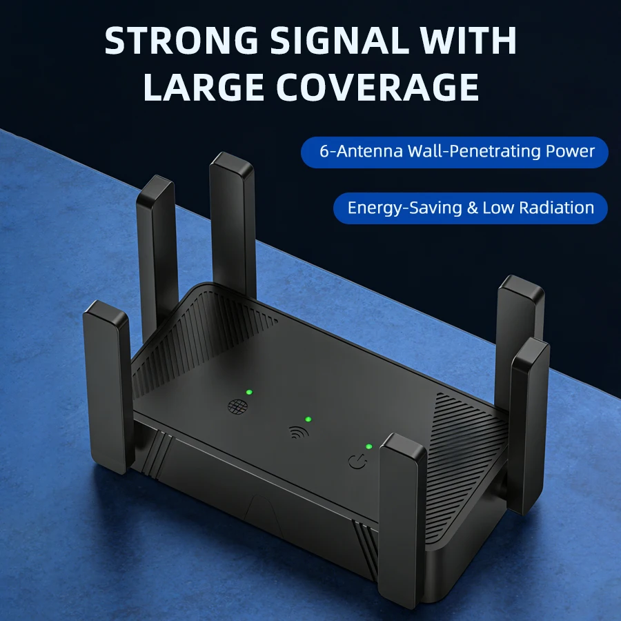 300Mbps Wireless Router 2.4G WiFi Repeater with 6 High Gain Antennas Long Range Signal Amplifier Network for Home