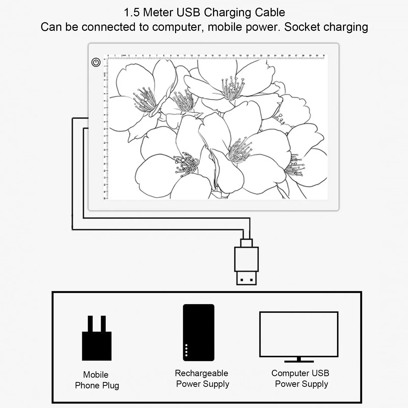 New A3 Art Light Pad Light Table Painting Light Board Pad LED Stepless Dimming  Artist Light Box Copy Table with 1.5m USB Cable