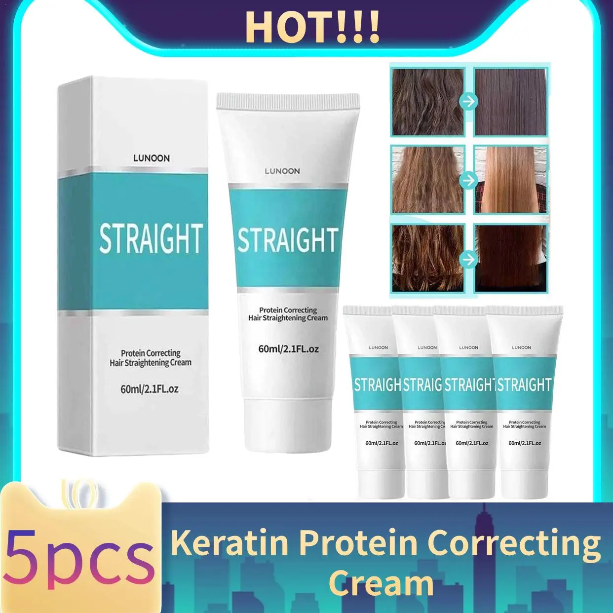 

5PCS Keratin Protein Correcting Hair Straightening Moisture Cream Replenish Easily And Not Hurt Hair Soften Nutrition Hair Care