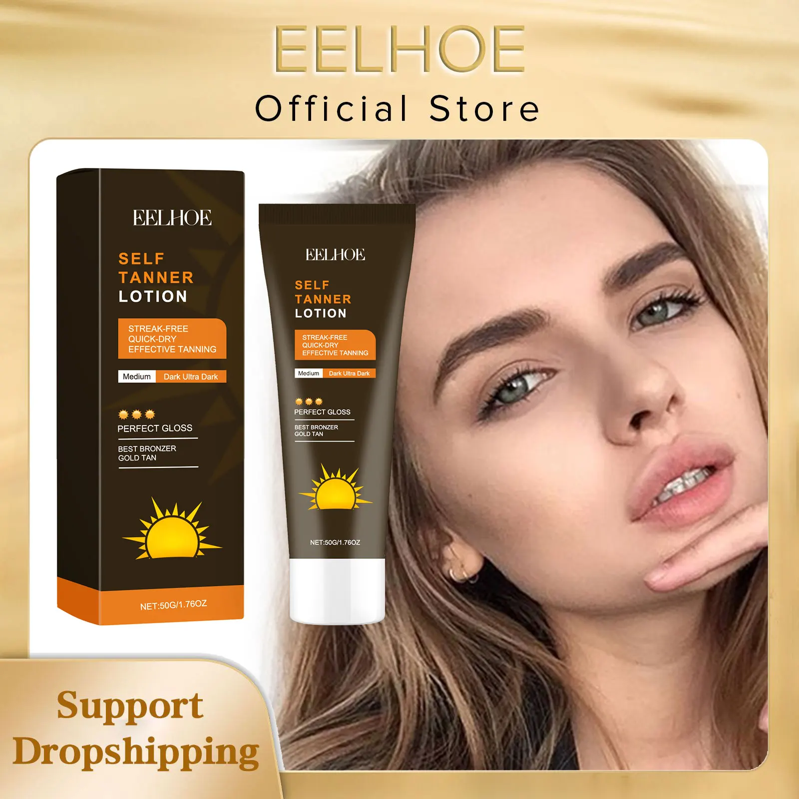 EELHOE Outdoor Tanning Cream Long Lasting Waterproof Moisturizing Face Care Tanning Accelerator Self-Tanning Cream Without Sun