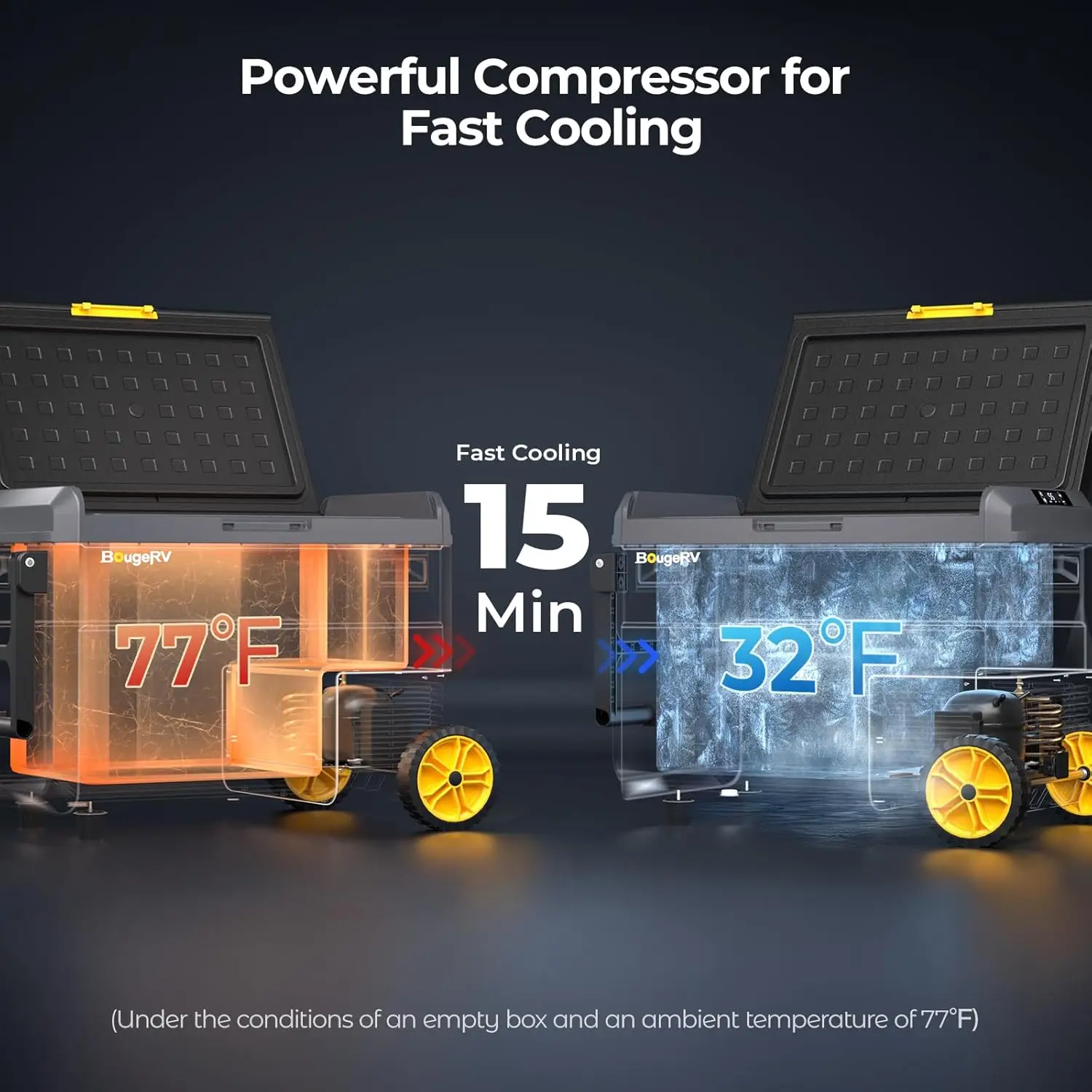 Portable 12V Car Refrigerator and Freezer, 42 Quart Capacity with App Control, Temperature Range from -4℉ to 68℉