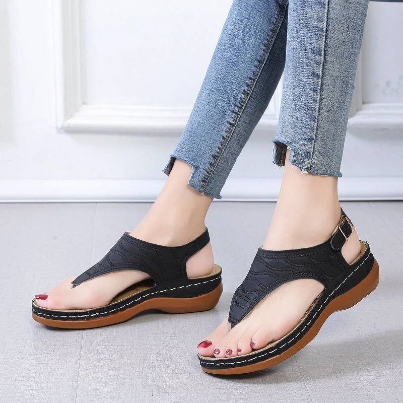 Summer Oxford Women Sandals Flats Slippers Pu Leather Flip Flops Belt Buckle Female Shoes 2025 New Rome Fashion Women Slides