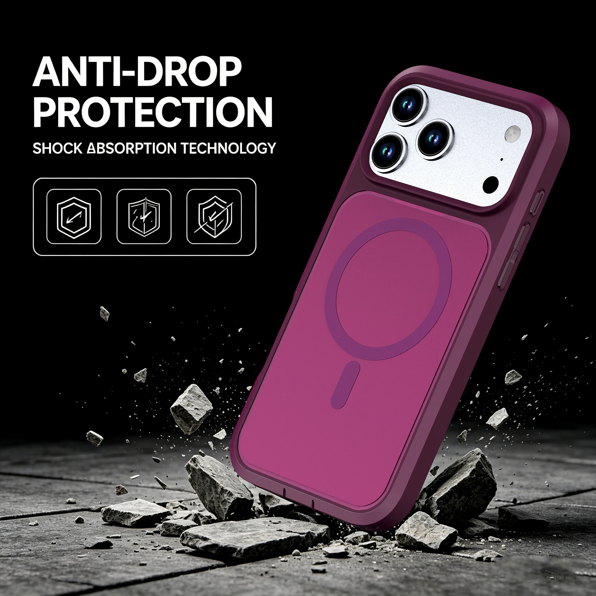 Ultimate Dual Layer Heavy Duty Armor Magnetic Charger Case - Military Grade Shockproof Full Cover