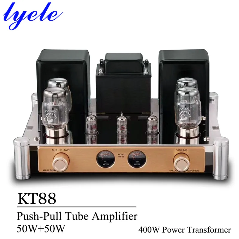 Lyele Audio Kt88 Vacuum Tube Amplifier Push Pull Amplifier High Power 50W*2 Vu Meter High End Handmade Audio Tube Amp