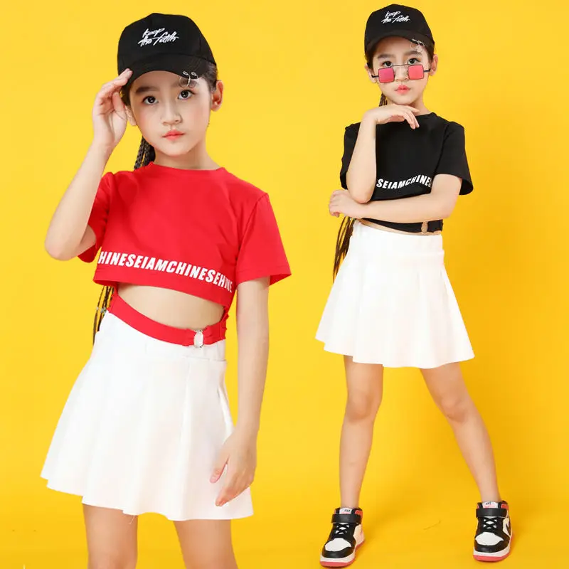 

Kid Hip Hop Clothing T Shirt Crop Top Streetwear Jogger Sweat Pants Skirt for Girl Jazz Dance Costume Clothes