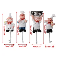 Powerful Cartoon Chef Racks Holders Hook Adhesive Door Clothes Coat Hat Bathroom Towel Hook Hanger Kitchen Wall Key Holder 2