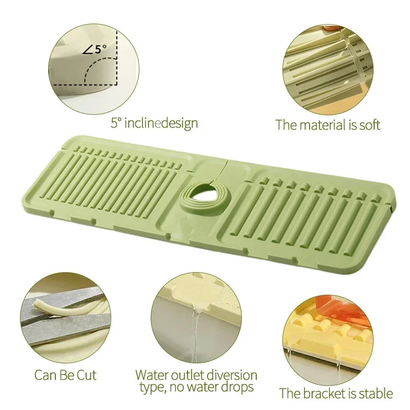 Tidy Splash Faucet Guard & Draining Mat, Silicone Draining Mat for Sink 5