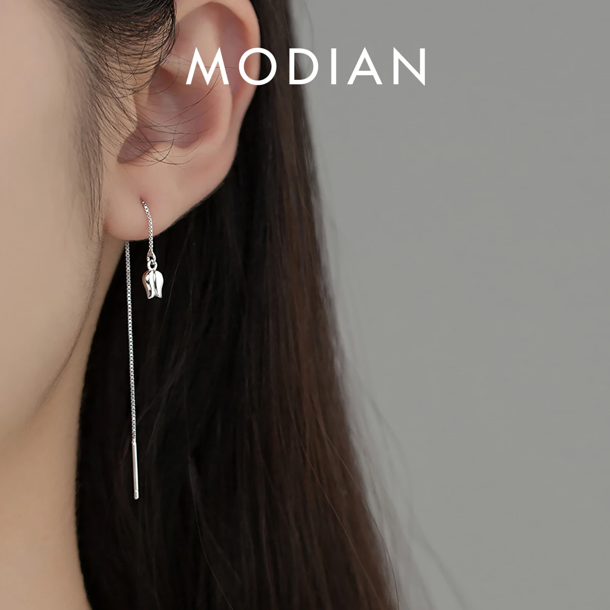 2-Pair 925 Silver Plated Threader Earrings - Dainty Chain Tassel Drop Earrings (TH1)