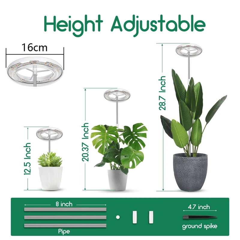 LED Grow Light for Indoor Plant 4000K Full Spectrum Plant Growing Lamp with Red Blue LED Dimmable Plant Light with 3/9/12H Timer