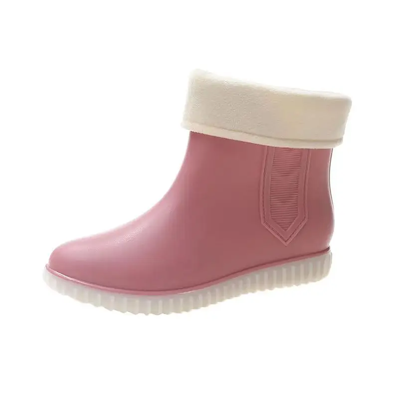 2023 New Women's Rain Boots Free Shipping Waterproof Ankle Garden Work Rubber Shoes Plush Socks Kitchen Work Shoes Rubbers Shoes