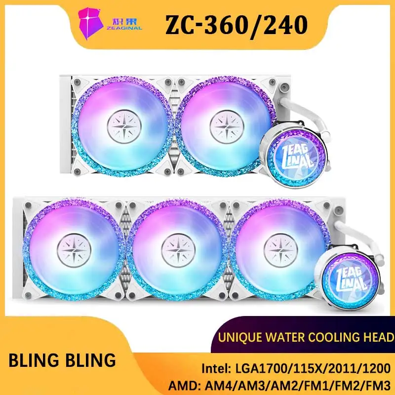 

ZEAGINAL ZC-360 BlingBling все-в-одном холодноводный радиатор, бриллиантовый ARGB ZC-240 эффект, поддержка LGA1700/115X/1200/2011