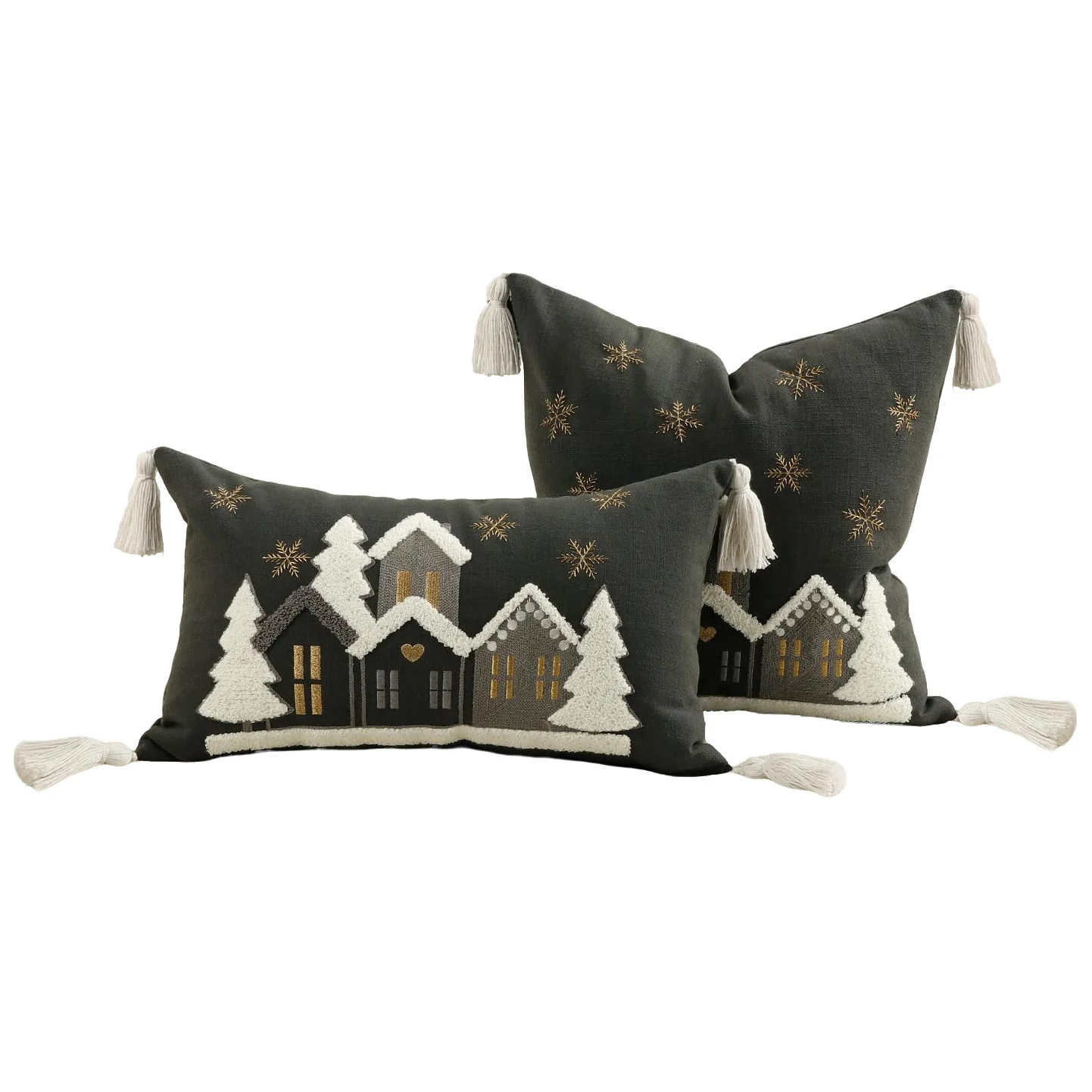 1/2 قطعة وسادة رمي التطريز يغطي مزيج القطن الكتان...