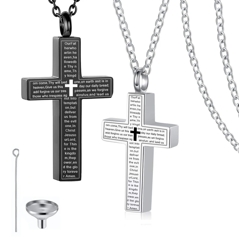 Urn Necklace for Ashe Stainless Steel Cremation Jewelry for Ashes Cross Ashes Necklace Memorial Cross Urn Men Women cremation jewelry